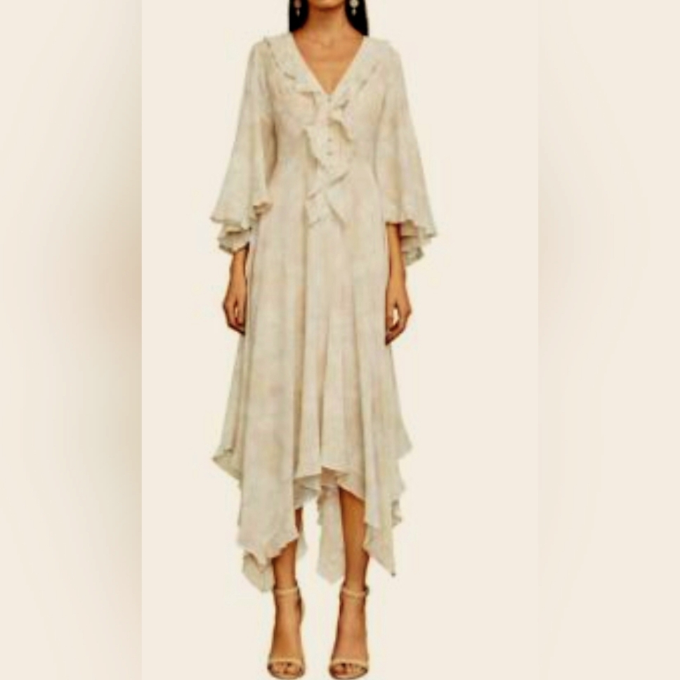 Bcbgmaxazria Cream Asymmetrical Dress